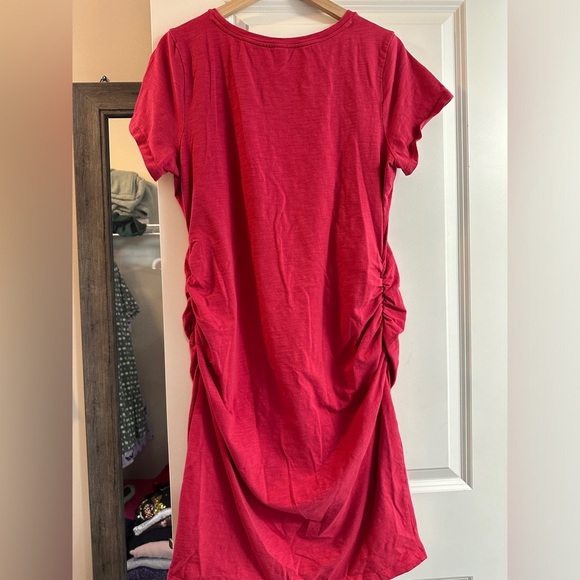 Red Slub Maternity Ruched Midi Dress XL - Picture 2 of 4